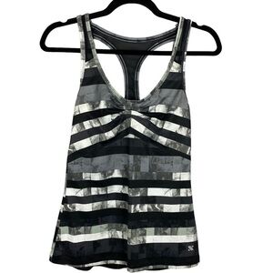 ✨3/$21✨ Surin Black Grey Abstract Striped Racerback Athletic Tank Top Small